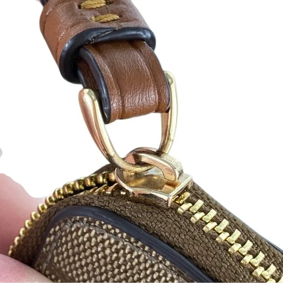 Coach EUC Rainbow Radial Print Khaki and Tan Pride Small Corner Zip Wristlet - Picture 7 of 17